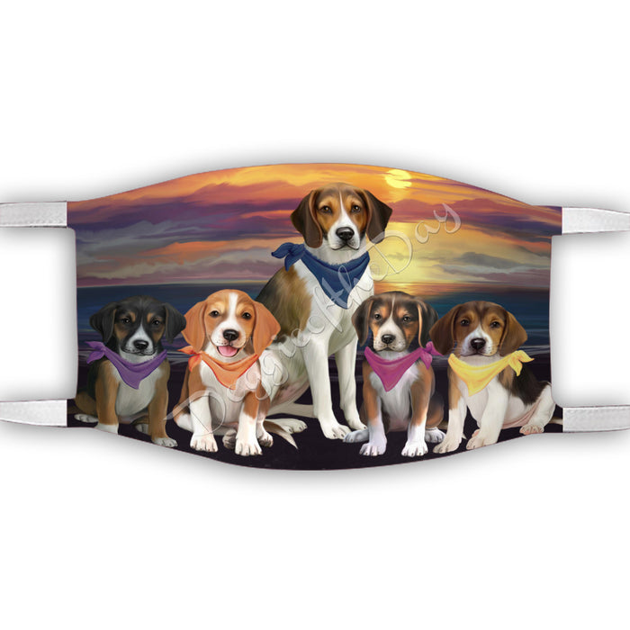 Family Sunset American English Foxhound Dogs Face Mask FM49164