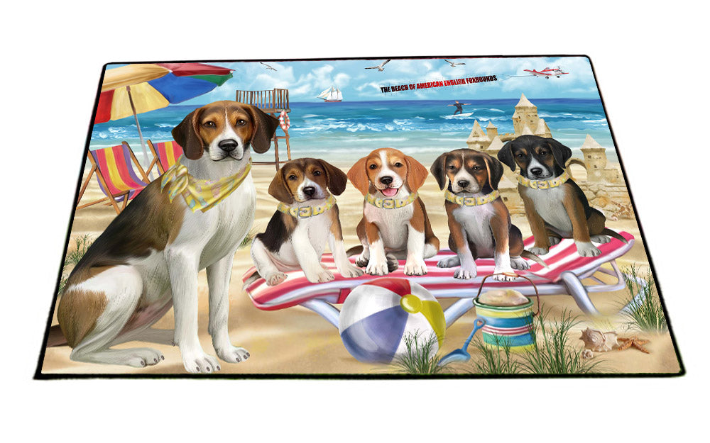 Pet Friendly Beach American English Foxhound Dogs Floormat FLMS55450
