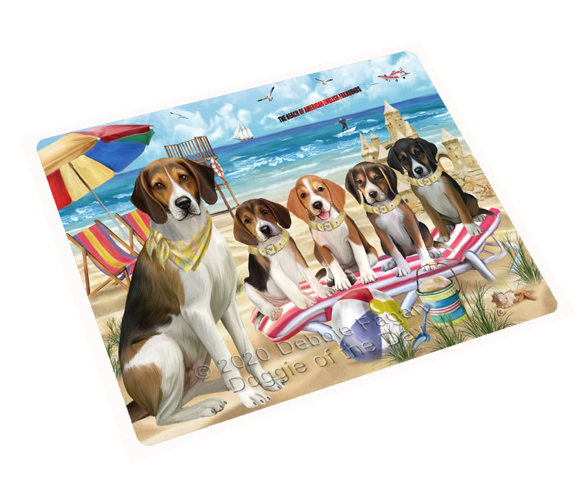 Pet Friendly Beach American English Foxhound Dogs Cutting Board - For Kitchen - Scratch & Stain Resistant - Designed To Stay In Place - Easy To Clean By Hand - Perfect for Chopping Meats, Vegetables