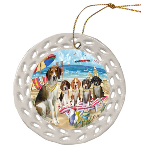 Pet Friendly Beach American English Foxhound Dogs  Doily Ornament DPOR58493