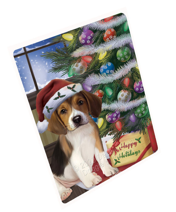 Christmas Tree and Presents American English Foxhound Dog Refrigerator/Dishwasher Magnet - Kitchen Decor Magnet - Pets Portrait Unique Magnet - Ultra-Sticky Premium Quality Magnet RMAG111998