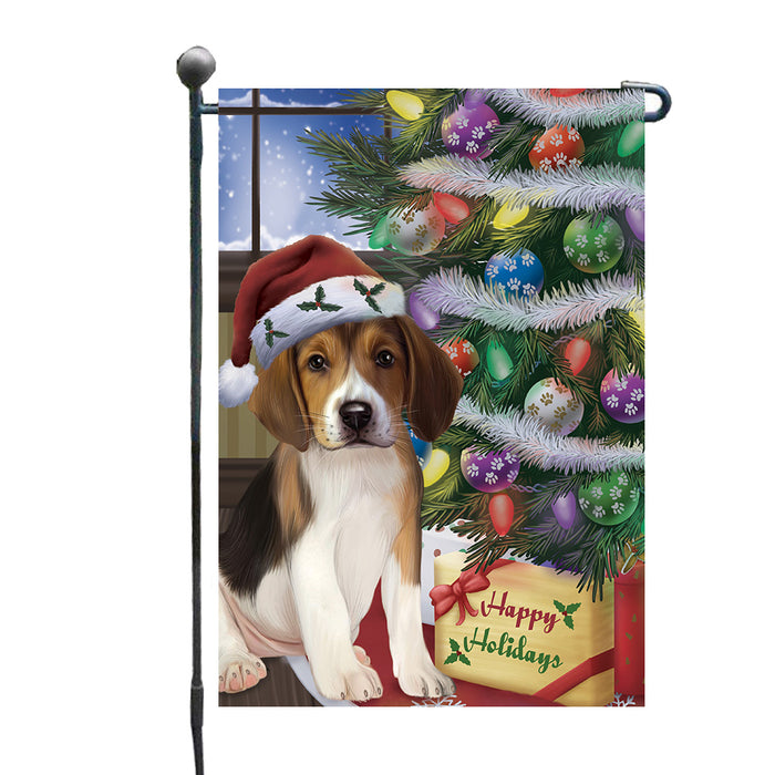 Christmas Tree and Presents American English Foxhound Dog Garden Flags Outdoor Decor for Homes and Gardens Double Sided Garden Yard Spring Decorative Vertical Home Flags Garden Porch Lawn Flag for Decorations GFLG68005