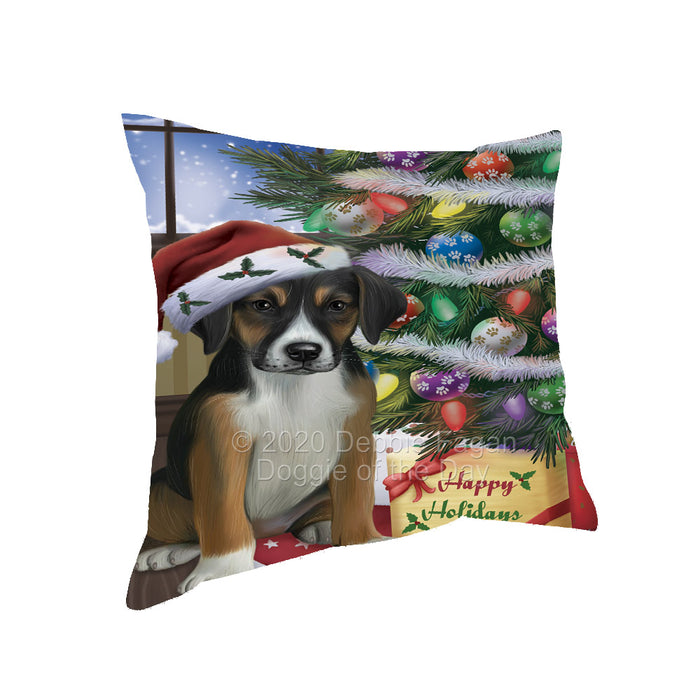 Christmas Tree and Presents American English Foxhound Dog Pillow with Top Quality High-Resolution Images - Ultra Soft Pet Pillows for Sleeping - Reversible & Comfort - Ideal Gift for Dog Lover - Cushion for Sofa Couch Bed - 100% Polyester, PILA92368