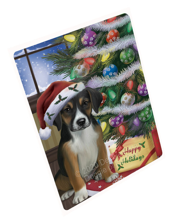 Christmas Tree and Presents American English Foxhound Dog Cutting Board - For Kitchen - Scratch & Stain Resistant - Designed To Stay In Place - Easy To Clean By Hand - Perfect for Chopping Meats, Vegetables, CA82982
