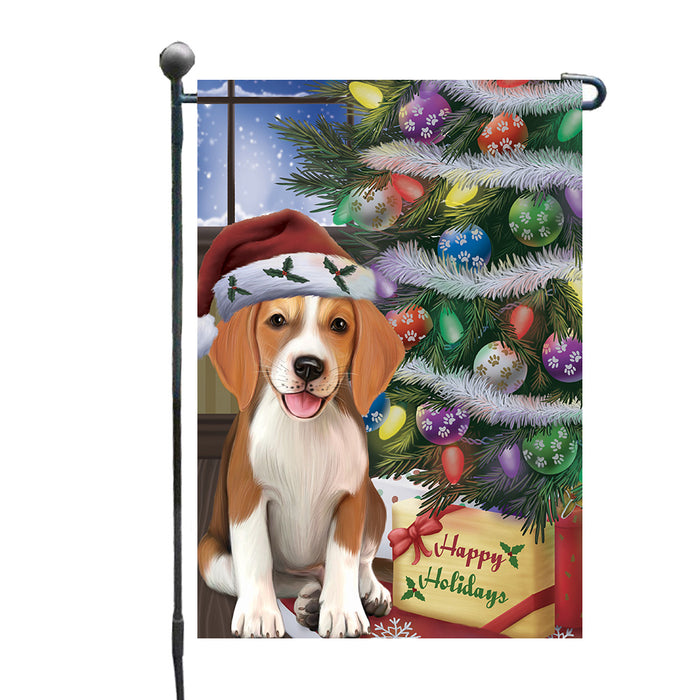 Christmas Tree and Presents American English Foxhound Dog Garden Flags Outdoor Decor for Homes and Gardens Double Sided Garden Yard Spring Decorative Vertical Home Flags Garden Porch Lawn Flag for Decorations GFLG68007