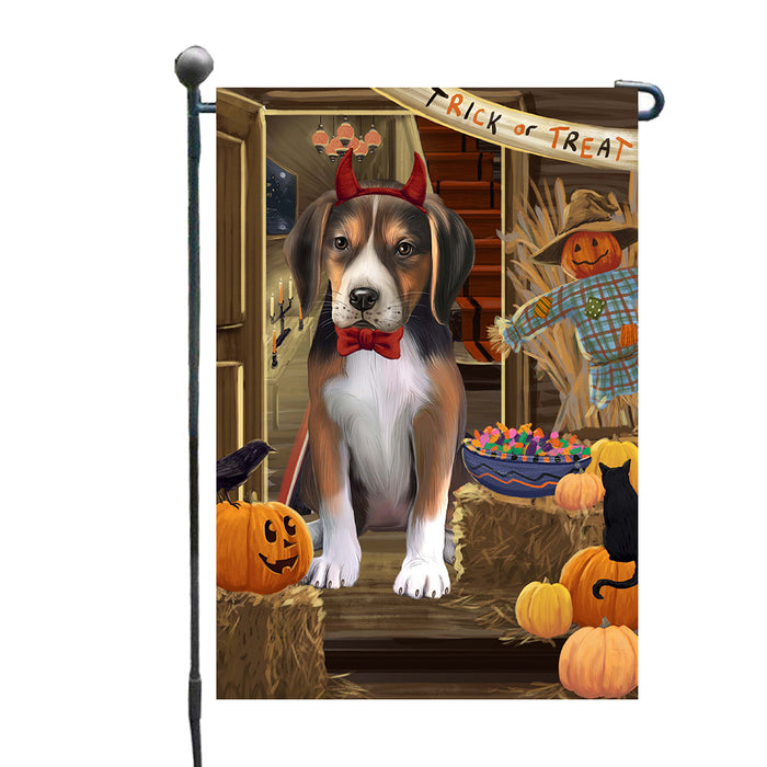 Enter at Your Own Risk Halloween Trick or Treat American English Foxhound Dogs Garden Flags Outdoor Decor for Homes and Gardens Double Sided Garden Yard Spring Decorative Vertical Home Flags Garden Porch Lawn Flag for Decorations GFLG67889