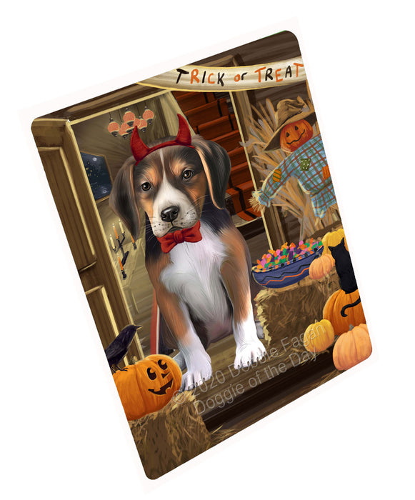 Enter at Your Own Risk Halloween Trick or Treat American English Foxhound Dogs Cutting Board - For Kitchen - Scratch & Stain Resistant - Designed To Stay In Place - Easy To Clean By Hand - Perfect for Chopping Meats, Vegetables, CA82748