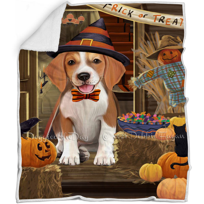 Enter at Own Risk Trick or Treat Halloween American English Foxhound Dog Blanket BLNKT142609
