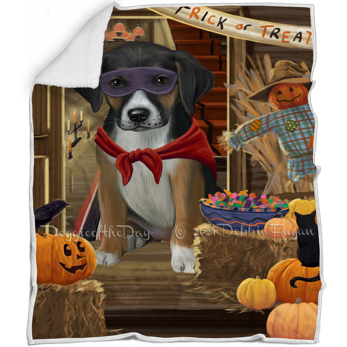 Enter at Own Risk Trick or Treat Halloween American English Foxhound Dog Blanket BLNKT142611