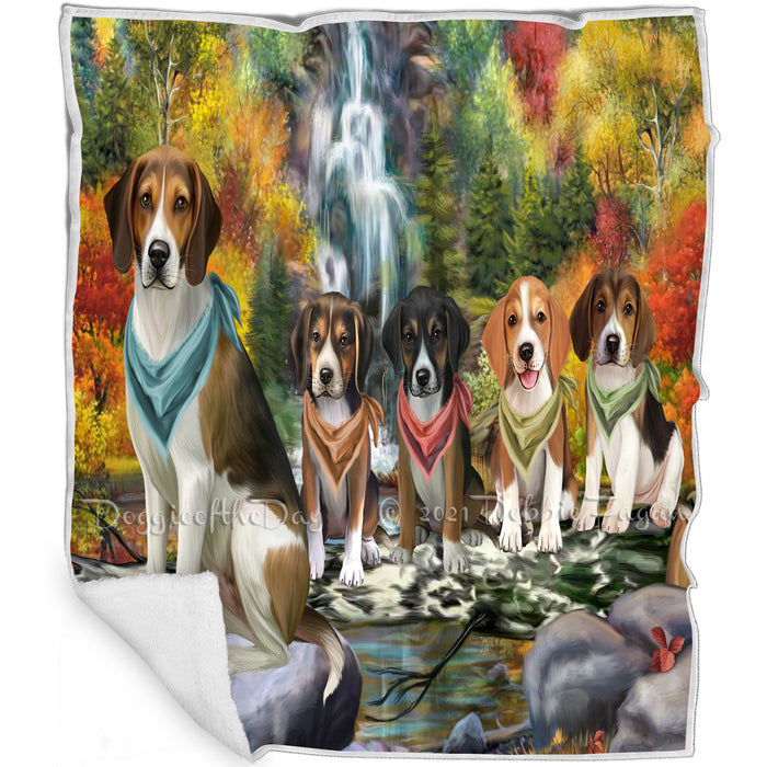 Scenic Waterfall American English Foxhound Dogs Blanket BLNKT142544