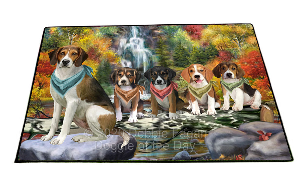 Scenic Waterfall American English Foxhound Dogs Floormat FLMS55759