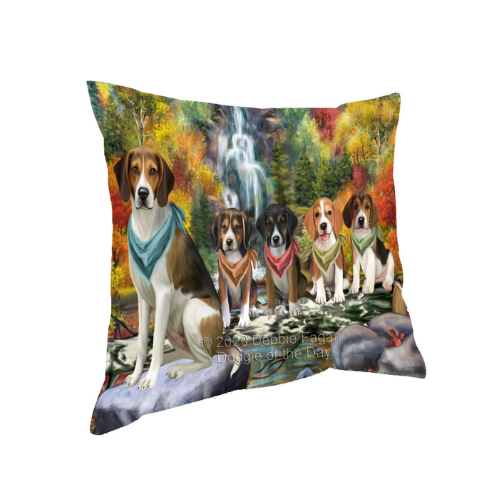 Scenic Waterfall American English Foxhound Dogs Pillow with Top Quality High-Resolution Images - Ultra Soft Pet Pillows for Sleeping - Reversible & Comfort - Ideal Gift for Dog Lover - Cushion for Sofa Couch Bed - 100% Polyester