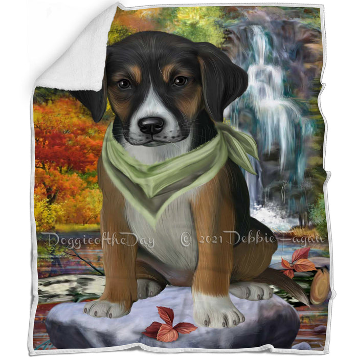 Scenic Waterfall American English Foxhound Dog Blanket BLNKT142541