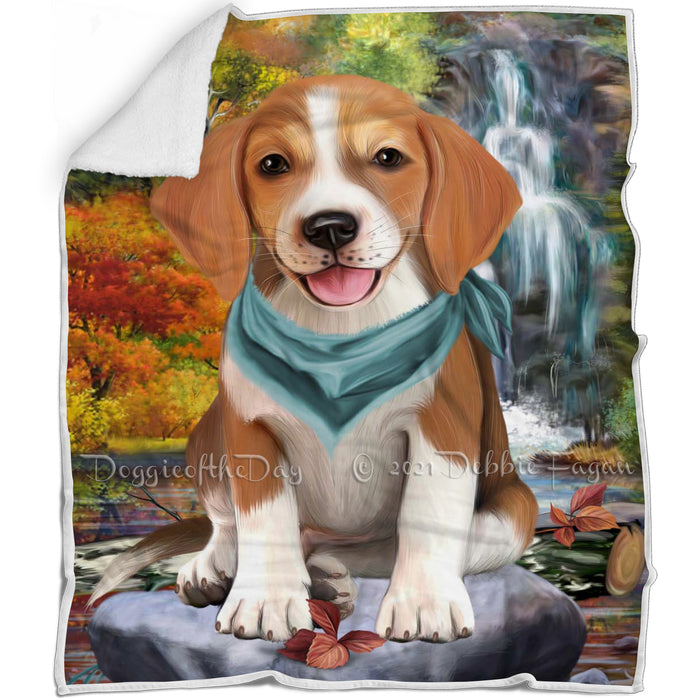 Scenic Waterfall American English Foxhound Dog Blanket BLNKT142542
