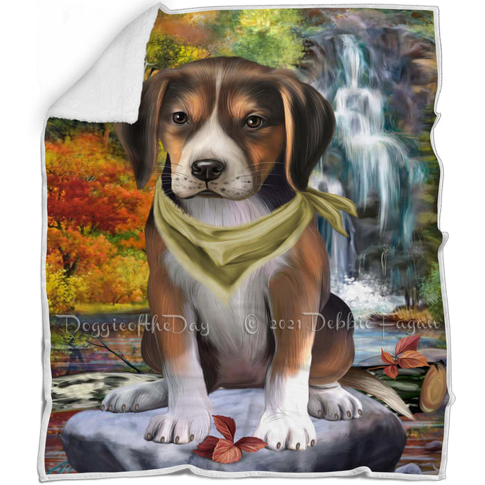 Scenic Waterfall American English Foxhound Dog Blanket BLNKT142543