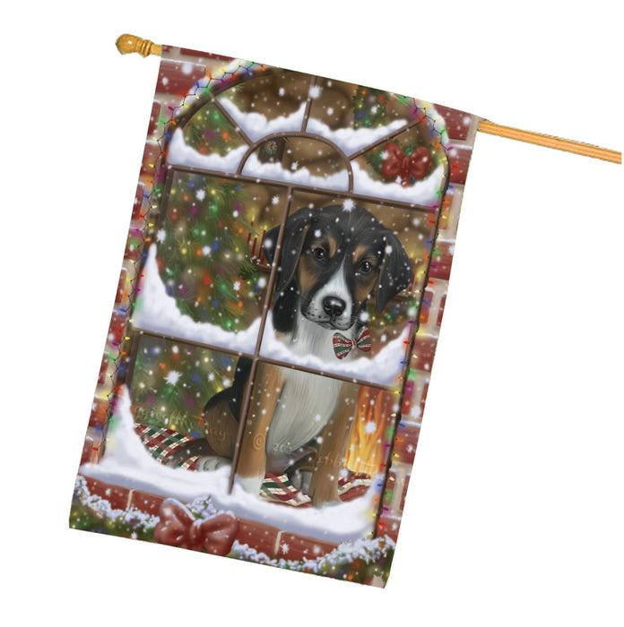 Please come Home for Christmas American English Foxhound Dog House Flag Outdoor Decorative Double Sided Pet Portrait Weather Resistant Premium Quality Animal Printed Home Decorative Flags 100% Polyester FLG67966