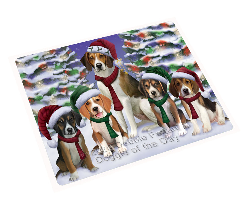 Christmas Happy Holidays American English Foxhound Dogs Family Portrait Refrigerator/Dishwasher Magnet - Kitchen Decor Magnet - Pets Portrait Unique Magnet - Ultra-Sticky Premium Quality Magnet