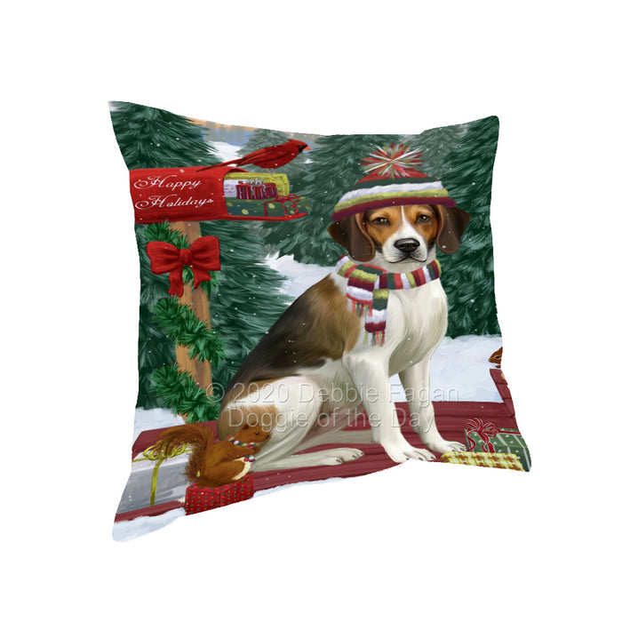 Christmas Woodland Sled American English Foxhound Dog Pillow with Top Quality High-Resolution Images - Ultra Soft Pet Pillows for Sleeping - Reversible & Comfort - Ideal Gift for Dog Lover - Cushion for Sofa Couch Bed - 100% Polyester, PILA93445