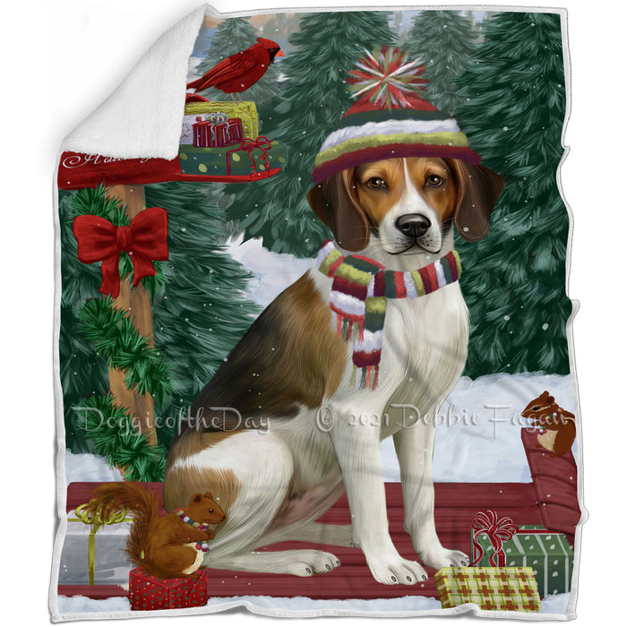 Merry Christmas Woodland Sled American English Foxhound Dog Blanket BLNKT142663