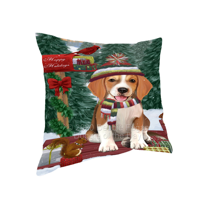 Christmas Woodland Sled American English Foxhound Dog Pillow with Top Quality High-Resolution Images - Ultra Soft Pet Pillows for Sleeping - Reversible & Comfort - Ideal Gift for Dog Lover - Cushion for Sofa Couch Bed - 100% Polyester, PILA93448