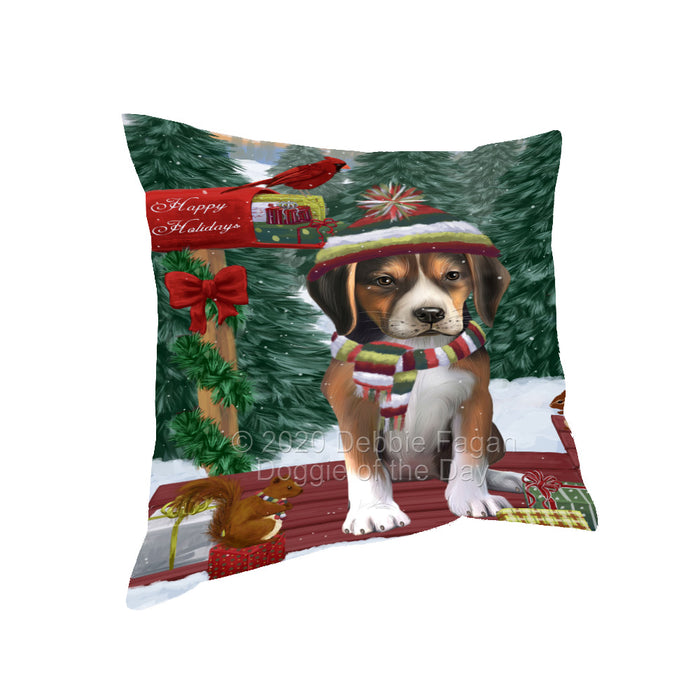 Christmas Woodland Sled American English Foxhound Dog Pillow with Top Quality High-Resolution Images - Ultra Soft Pet Pillows for Sleeping - Reversible & Comfort - Ideal Gift for Dog Lover - Cushion for Sofa Couch Bed - 100% Polyester, PILA93451