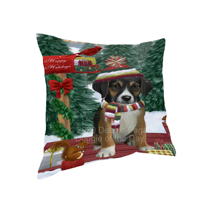 Christmas Woodland Sled American English Foxhound Dog Pillow with Top Quality High-Resolution Images - Ultra Soft Pet Pillows for Sleeping - Reversible & Comfort - Ideal Gift for Dog Lover - Cushion for Sofa Couch Bed - 100% Polyester, PILA93454
