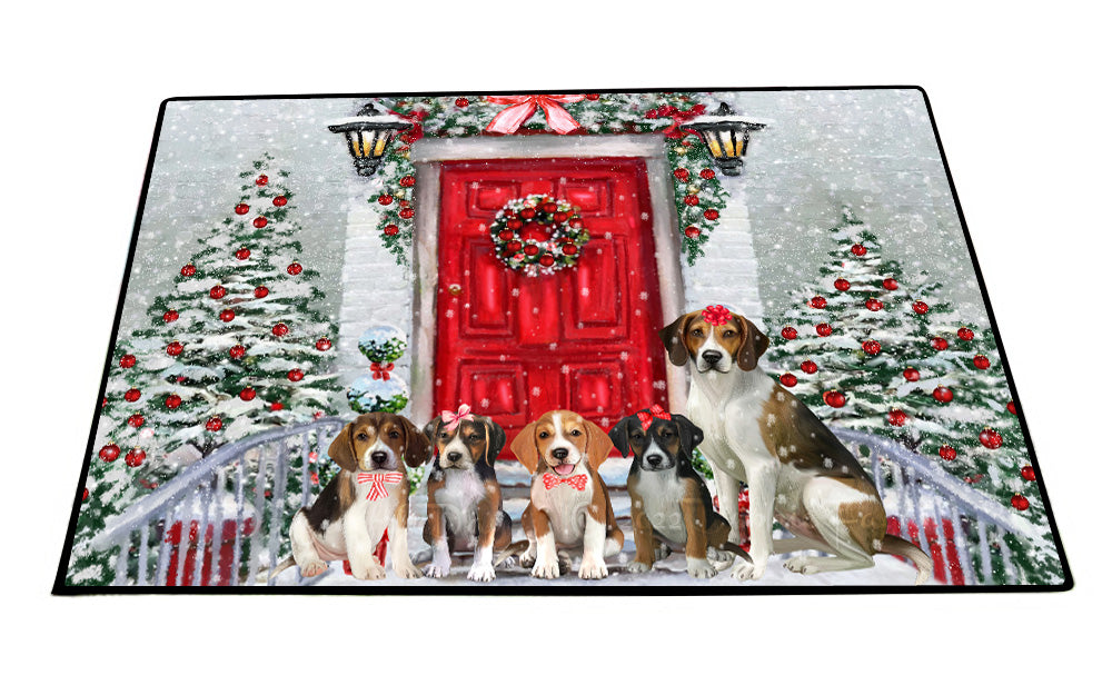 Christmas Holiday Welcome American Eskimo Dogs Floor Mat- Anti-Slip Pet Door Mat Indoor Outdoor Front Rug Mats for Home Outside Entrance Pets Portrait Unique Rug Washable Premium Quality Mat
