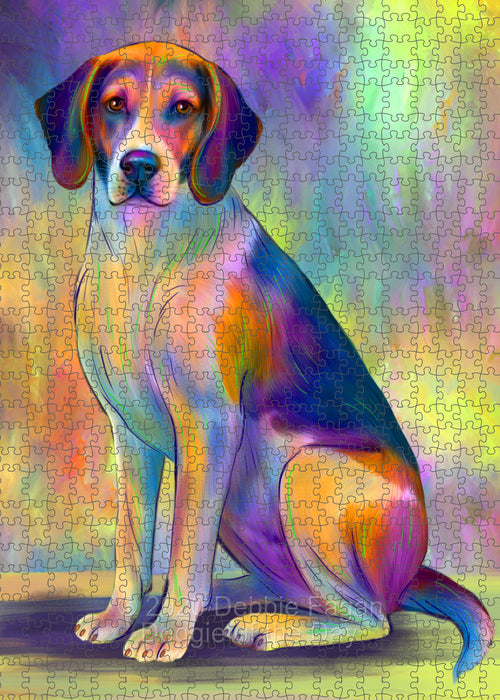 Paradise Wave American English Foxhound Dog Portrait Jigsaw Puzzle for Adults Animal Interlocking Puzzle Game Unique Gift for Dog Lover's with Metal Tin Box