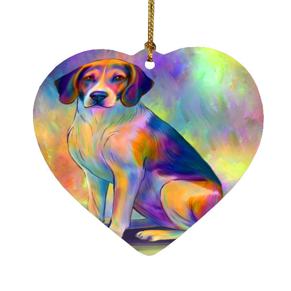 Paradise Wave American English Foxhound Dog Heart Christmas Ornament HPORA59316