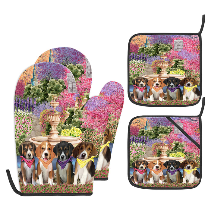 American English Foxhound Oven Mitts and Pot Holder Set: Explore a Variety of Designs, Personalized, Potholders with Kitchen Gloves for Cooking, Custom, Halloween Gifts for Dog Mom