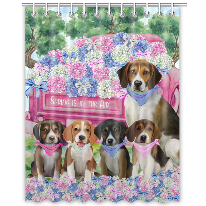 American English Foxhound Shower Curtain: Explore a Variety of Designs, Halloween Bathtub Curtains for Bathroom with Hooks, Personalized, Custom, Gift for Pet and Dog Lovers