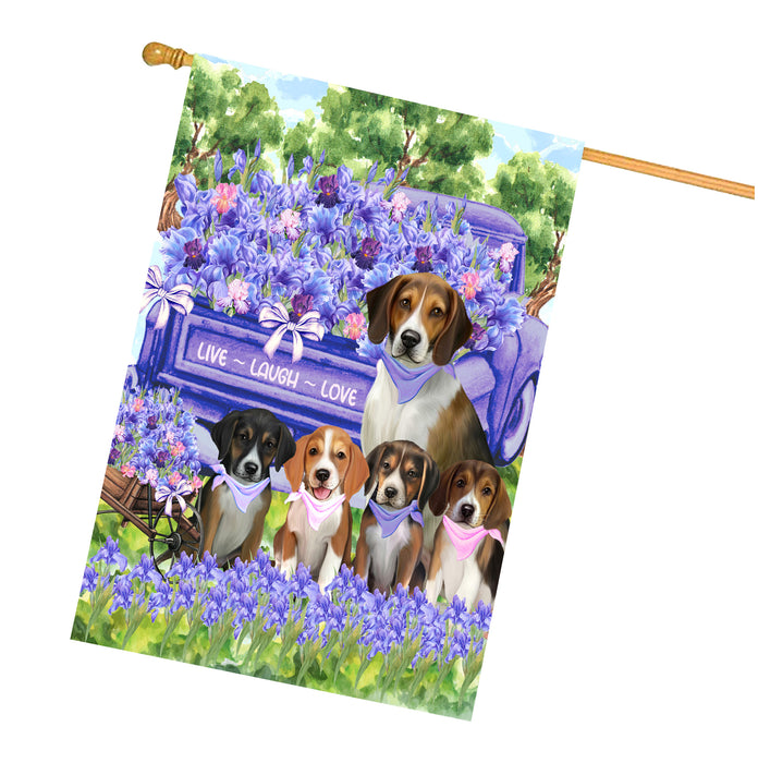 American English Foxhound Dogs House Flag for Dog and Pet Lovers, Explore a Variety of Designs, Custom, Personalized, Weather Resistant, Double-Sided, Home Outside Yard Decor