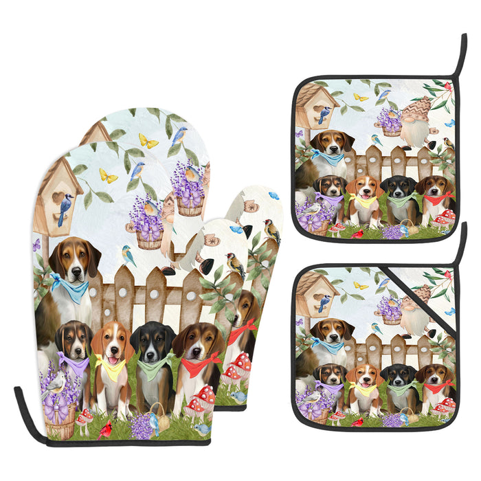 American English Foxhound Oven Mitts and Pot Holder Set: Kitchen Gloves for Cooking with Potholders, Custom, Personalized, Explore a Variety of Designs, Dog Lovers Gift