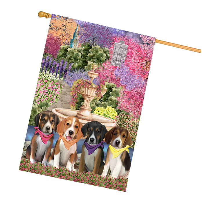 American English Foxhound Dogs House Flag: Explore a Variety of Designs, Weather Resistant, Double-Sided, Custom, Personalized, Home Outdoor Yard Decor for Dog and Pet Lovers