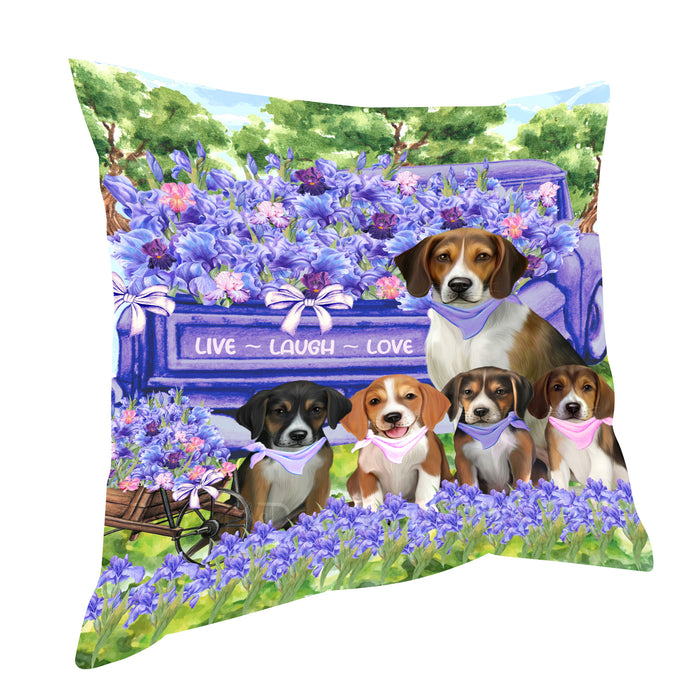 American English Foxhound Throw Pillow, Explore a Variety of Custom Designs, Personalized, Cushion for Sofa Couch Bed Pillows, Pet Gift for Dog Lovers