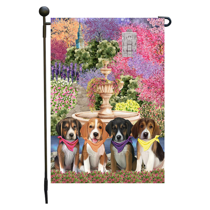 American English Foxhound Dogs Garden Flag: Explore a Variety of Designs, Weather Resistant, Double-Sided, Custom, Personalized, Outside Garden Yard Decor, Flags for Dog and Pet Lovers