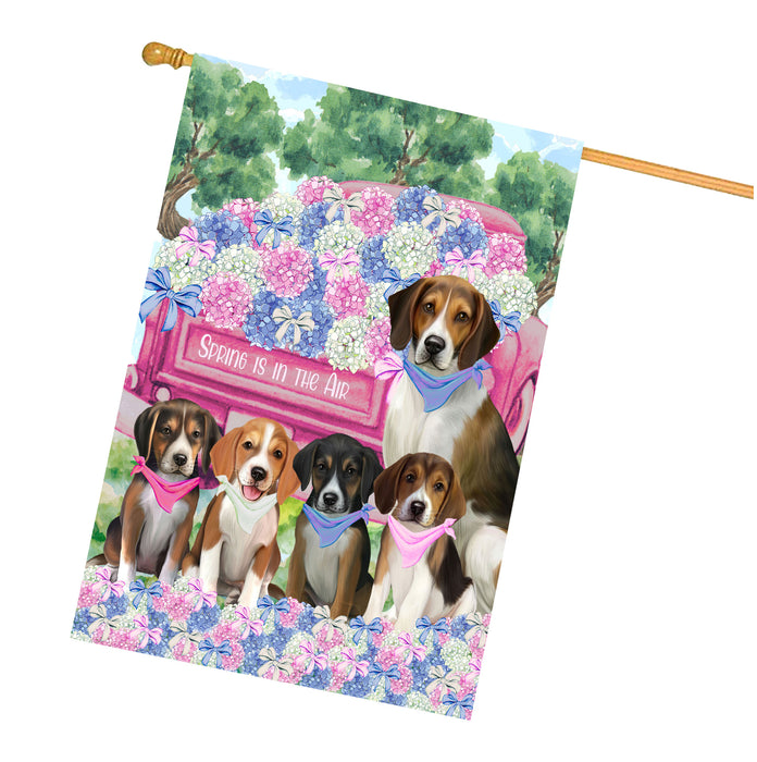 American English Foxhound Dogs House Flag: Explore a Variety of Personalized Designs, Double-Sided, Weather Resistant, Custom, Home Outside Yard Decor for Dog and Pet Lovers