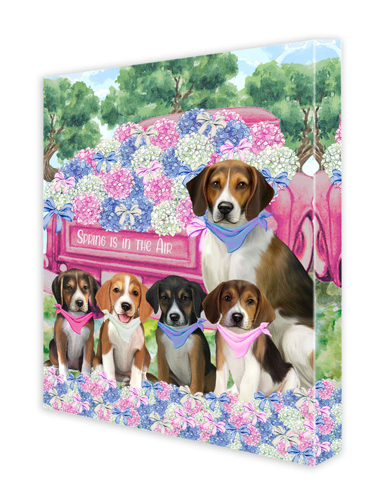 American English Foxhound Dogs Wall Art Canvas, Explore a Variety of Designs, Custom Digital Painting, Personalized, Ready to Hang Room Decor, Pet Gift for Cat Lovers