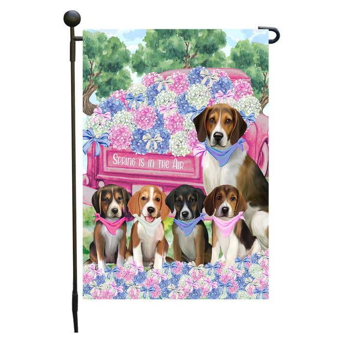 American English Foxhound Dogs Garden Flag: Explore a Variety of Personalized Designs, Double-Sided, Weather Resistant, Custom, Outdoor Garden Yard Decor for Dog and Pet Lovers
