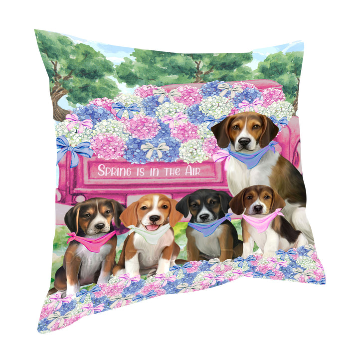 American English Foxhound Pillow: Explore a Variety of Designs, Custom, Personalized, Throw Pillows Cushion for Sofa Couch Bed, Gift for Dog and Pet Lovers