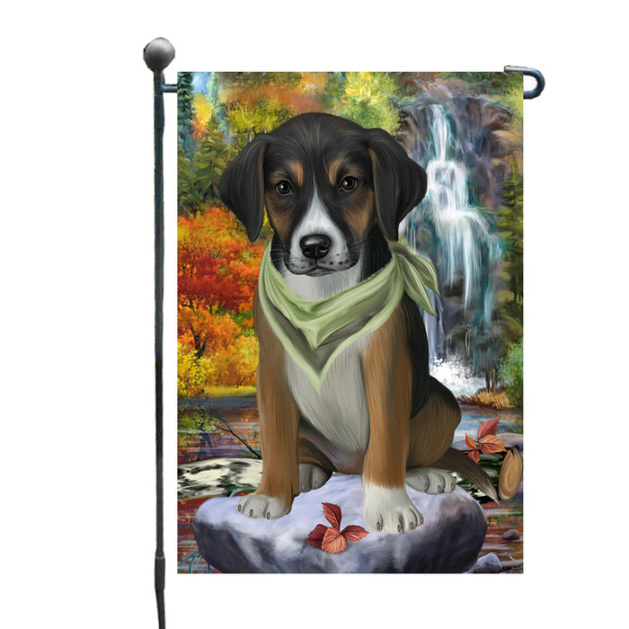 Scenic Waterfall American English Foxhound Dog Garden Flags Outdoor Decor for Homes and Gardens Double Sided Garden Yard Spring Decorative Vertical Home Flags Garden Porch Lawn Flag for Decorations GFLG68104