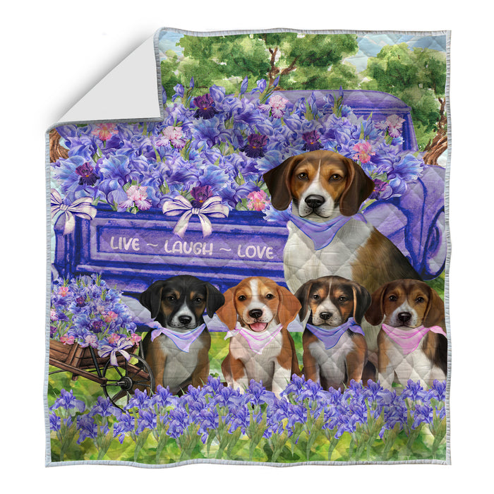 American English Foxhound Bedspread Quilt, Bedding Coverlet Quilted, Explore a Variety of Designs, Personalized, Custom, Dog Gift for Pet Lovers