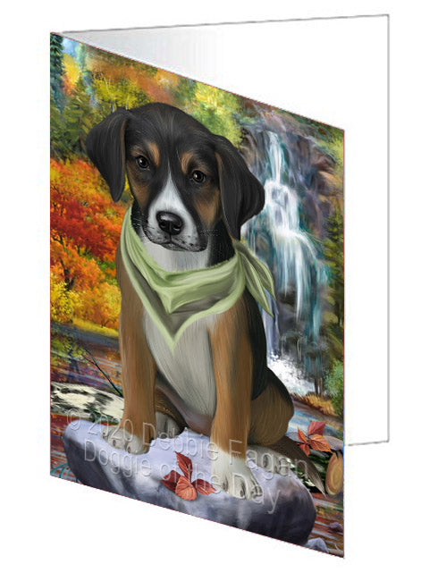 Scenic Waterfall American English Foxhound Dog Handmade Artwork Assorted Pets Greeting Cards and Note Cards with Envelopes for All Occasions and Holiday Seasons