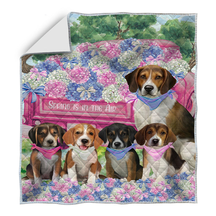 American English Foxhound Quilt: Explore a Variety of Personalized Designs, Custom, Bedding Coverlet Quilted, Pet and Dog Lovers Gift