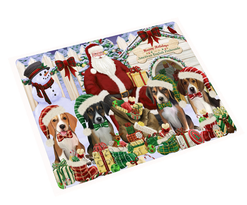 Christmas Dog house Gathering American English Foxhound Dogs Cutting Board - For Kitchen - Scratch & Stain Resistant - Designed To Stay In Place - Easy To Clean By Hand - Perfect for Chopping Meats, Vegetables