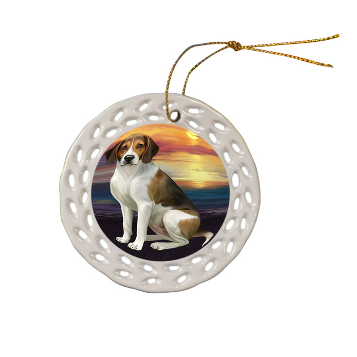Sunset American English Foxhound Dog Ceramic Doily Ornament DPOR58013
