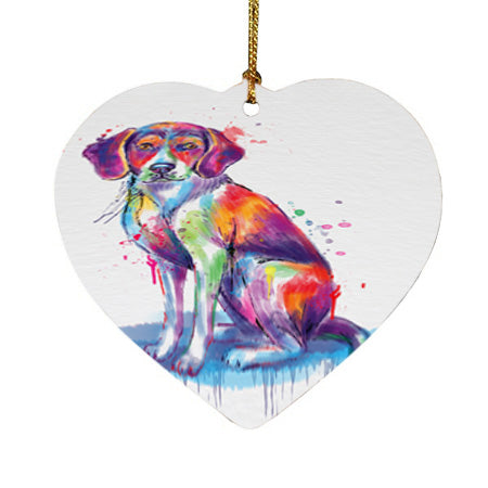 Watercolor American English Foxhound Dog Heart Christmas Ornament HPOR57427