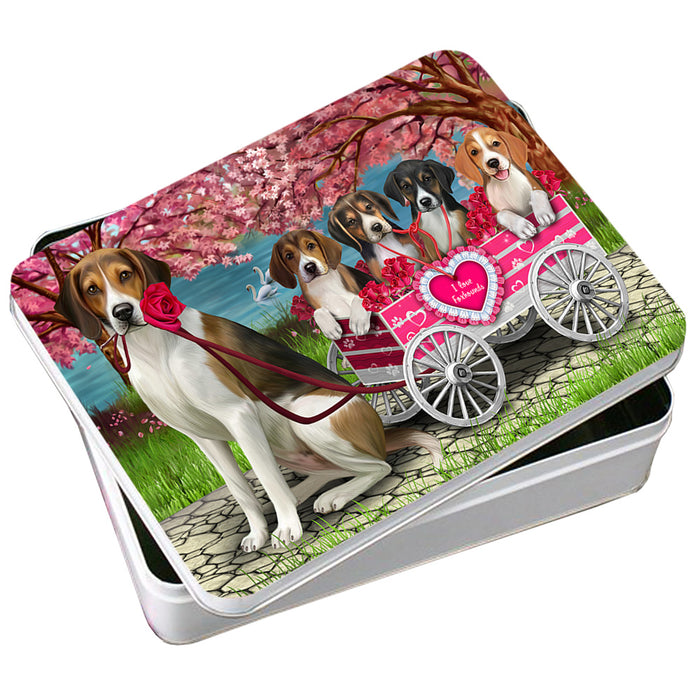 I Love American English Foxhound Dogs in a Cart Photo Storage Tin PITN57057