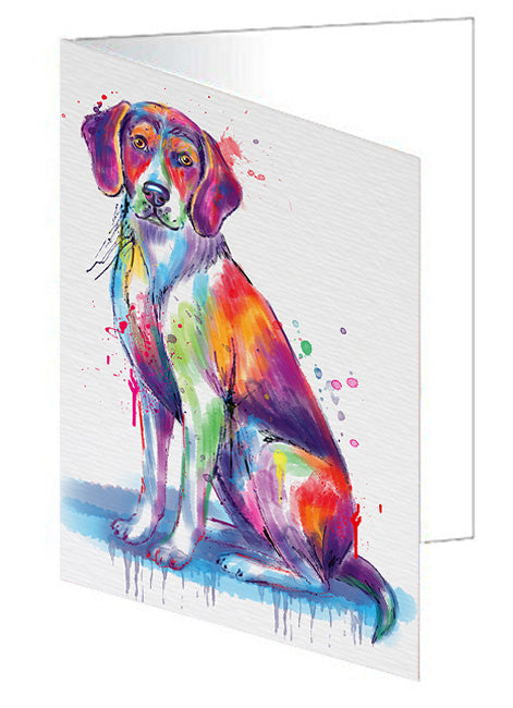 Watercolor American English Foxhound Dog Handmade Artwork Assorted Pets Greeting Cards and Note Cards with Envelopes for All Occasions and Holiday Seasons GCD77024