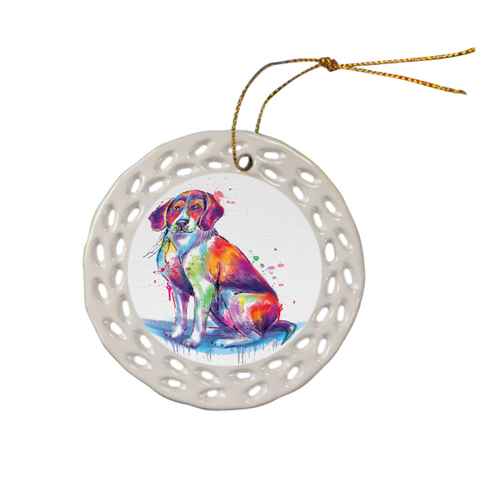 Watercolor American English Foxhound Dog Ceramic Doily Ornament DPOR57427